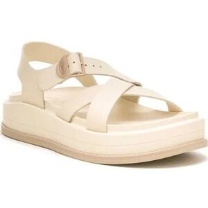 Chacos JCH109560 Cream Platform Leather Strappy Sandals Women's Size 10 Cute